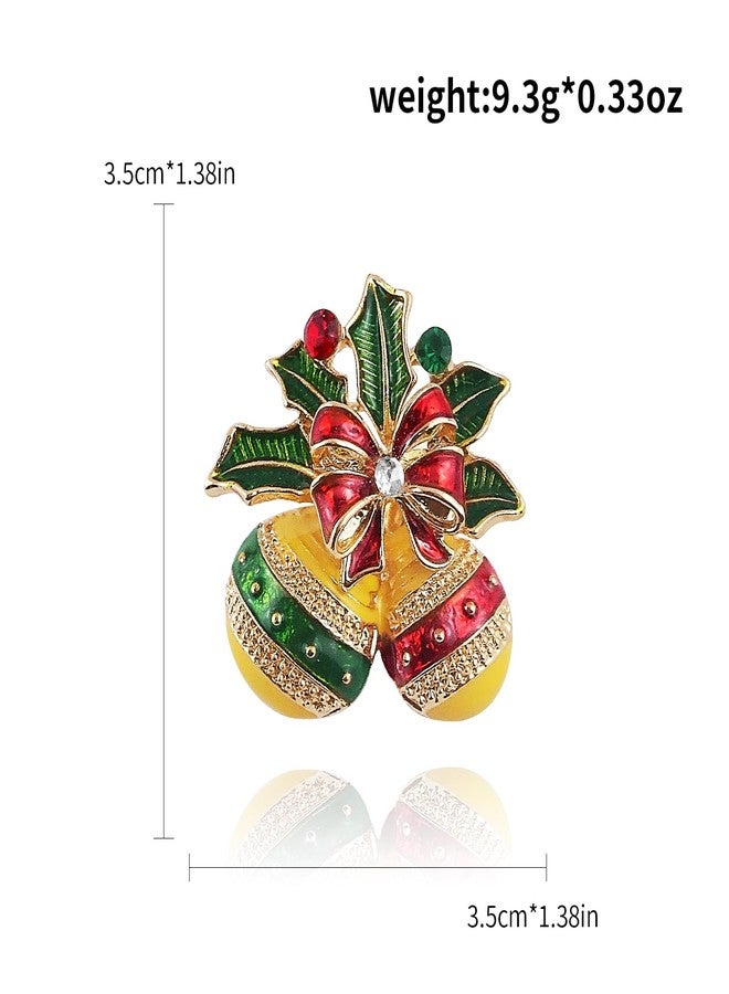 ANGLEQUEEN Christmas Brooch Pins for Women Crystal Xmas Snowflake Christmas Tree Jingle Bells Brooch Pin Chrismas Vintage Colored Brooch Pin Wedding Party Jewelry Christmas Gifts for Women 2024 (Bells) - Image 5